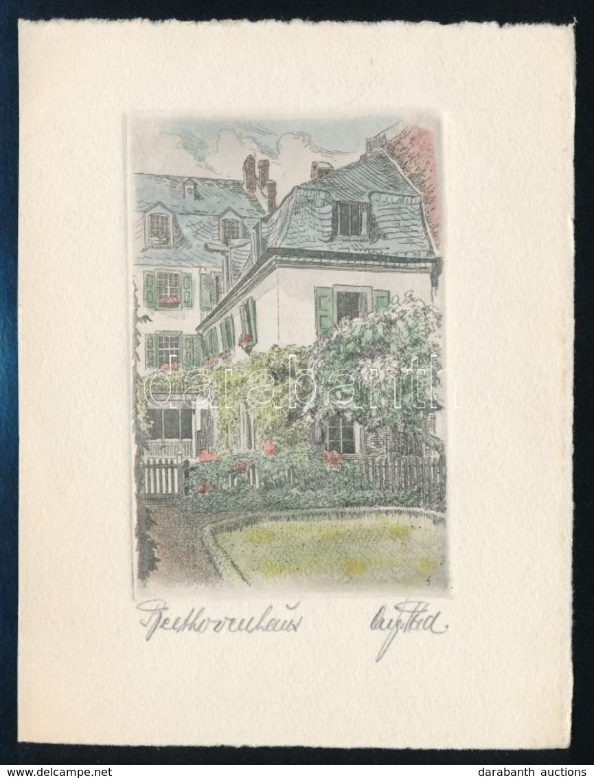 Olvashatatlan Jelzéssel: Beethovenhaus, Színezett Rézkarc, Papír, 9×6 Cm - Autres & Non Classés