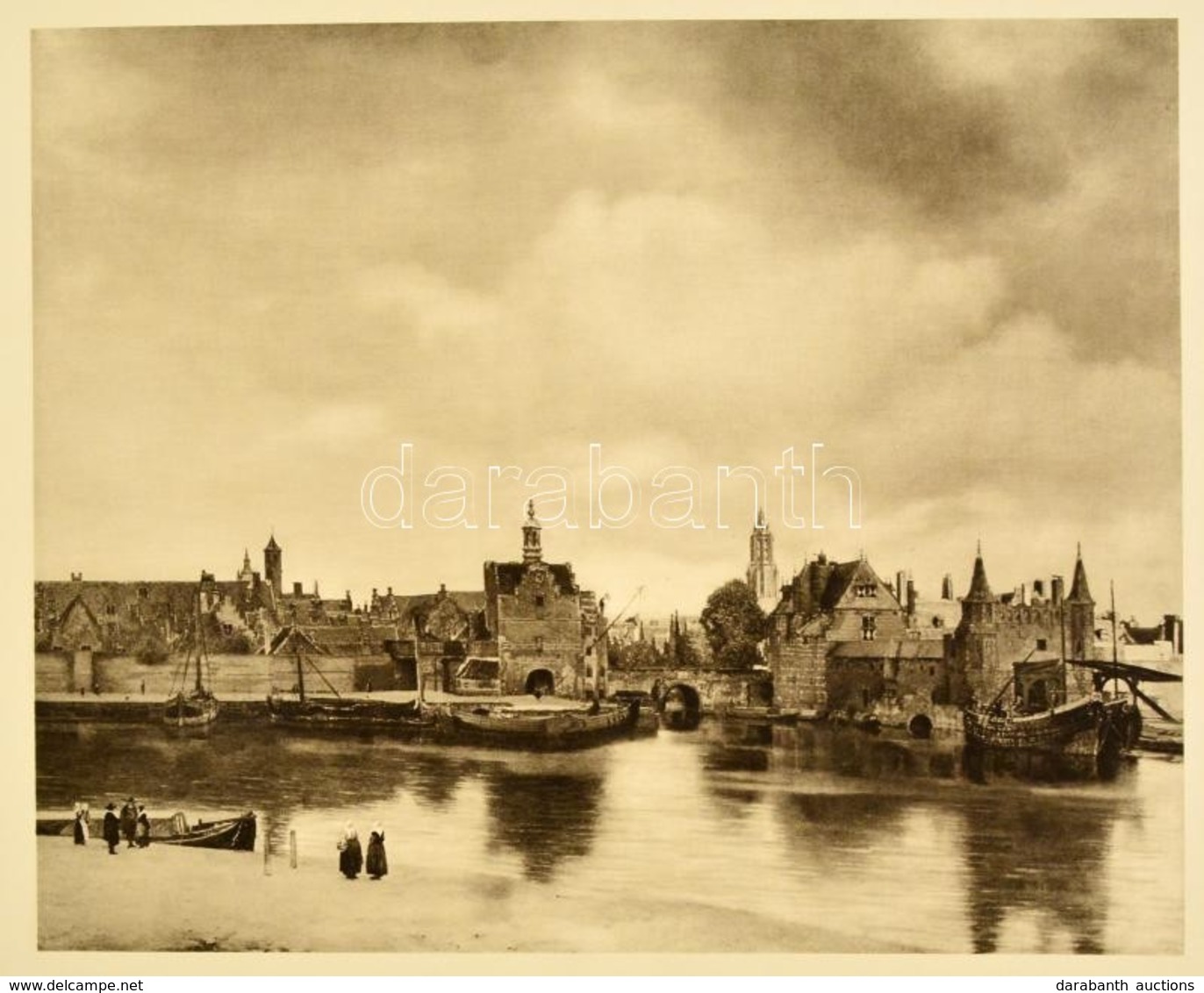 Cca 1900 Vermeer: Delft Látképe, Heliogravűr, Papír, Jelzett, 31,5×36 Cm - Estampes & Gravures