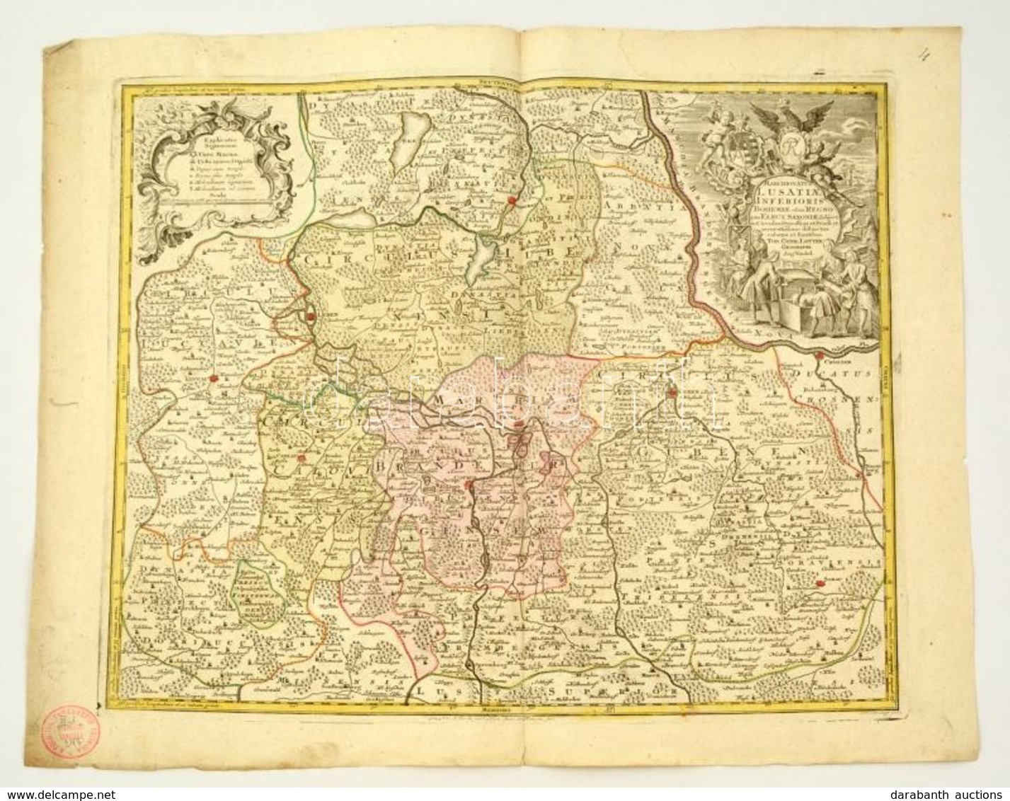 Lotter, Tobias Conrad: (1717-1777): Alsó Lausitz Hercegség Rézmetszetű Térképe. Marchionatus Lusatiae Inferioris Bohemia - Estampes & Gravures