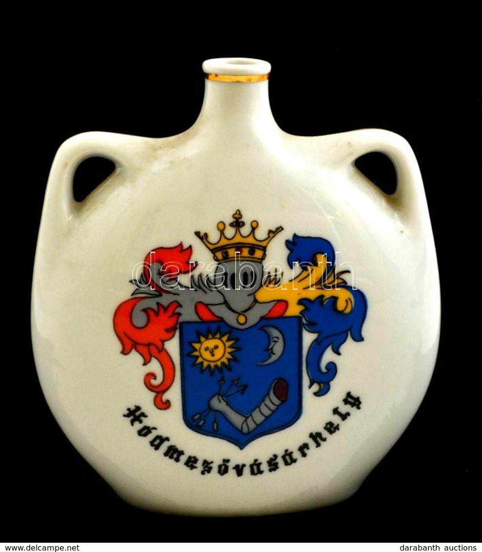 Alföldi Porcelán Kulacs, Matricás, Hibátlan, Jelzett, M:13 Cm - Autres & Non Classés