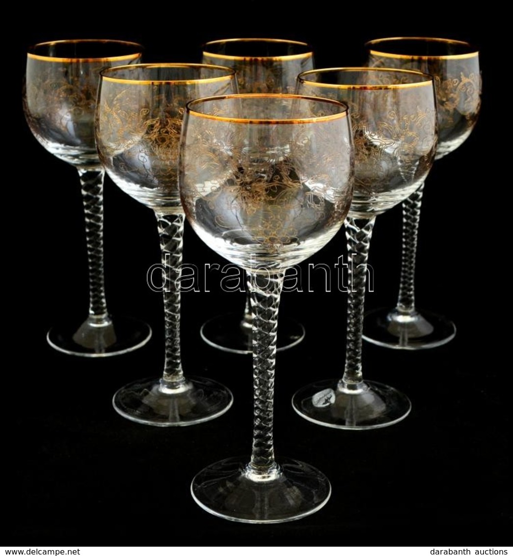 6 Db Boros Pohár, Szőlőmotívumos Díszítéssel, Hibátlanok, M: 18 Cm - Verre & Cristal