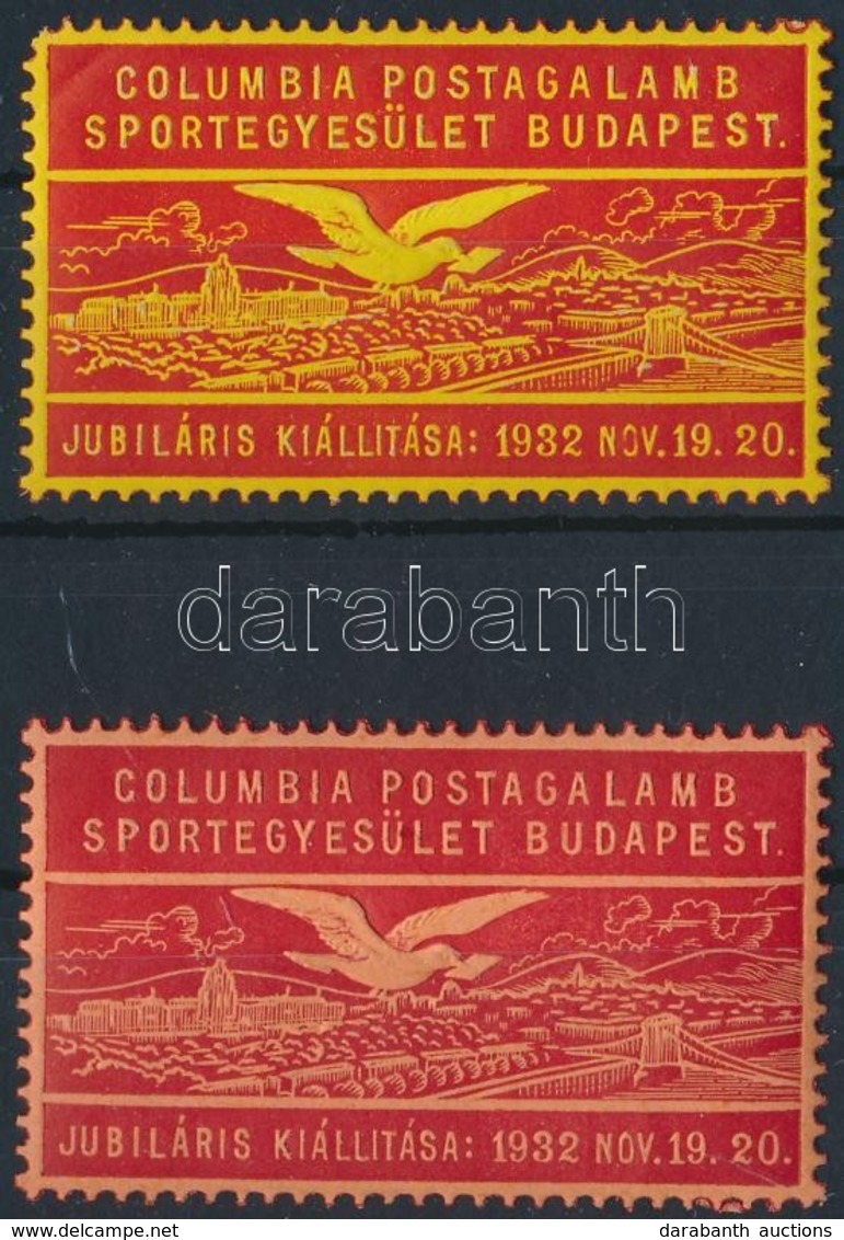 1932 2 Klf Columbia Postagalamb Sportegyesület Levélzáró - Non Classés