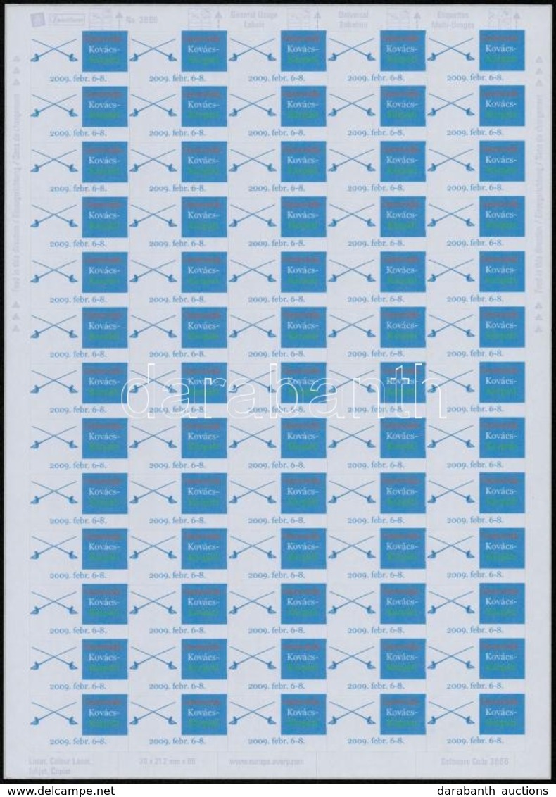 2009 Kovács Pál Kupa Vívóverseny Levélzáró Teljes ív (65 Db) - Non Classés