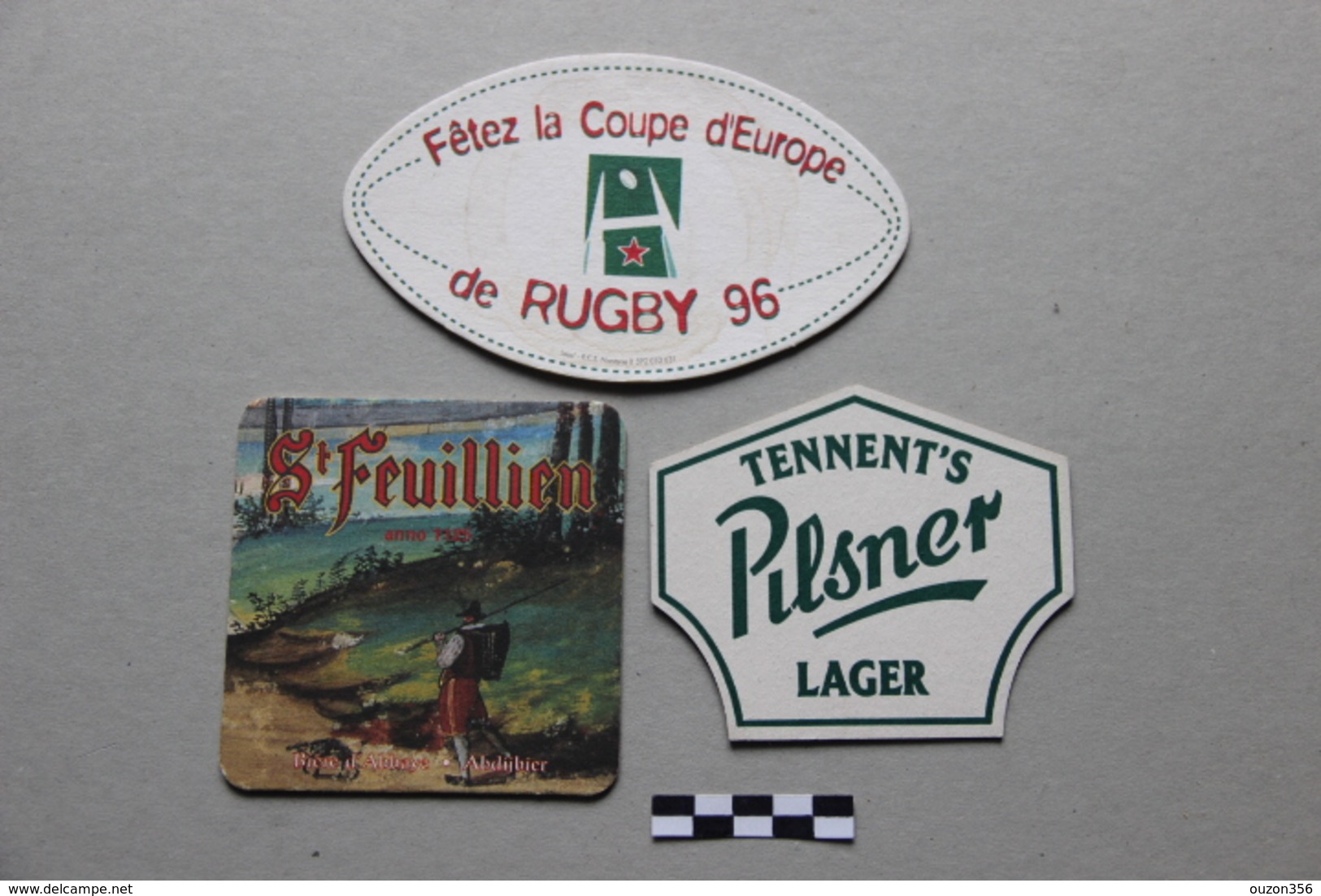 Lot De 3 Sous-Bocks Bière : Coupe D'Europe Rugby 96, St Feuillien, Pilsner - Beer Mats