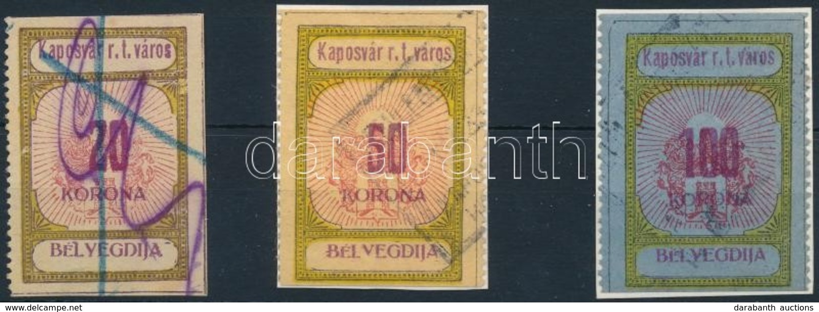 1922 Kaposvár 3 Klf Bélyeg A 10. Sz. Bélyeg 3 Oldala Vágott (4.950) - Non Classés