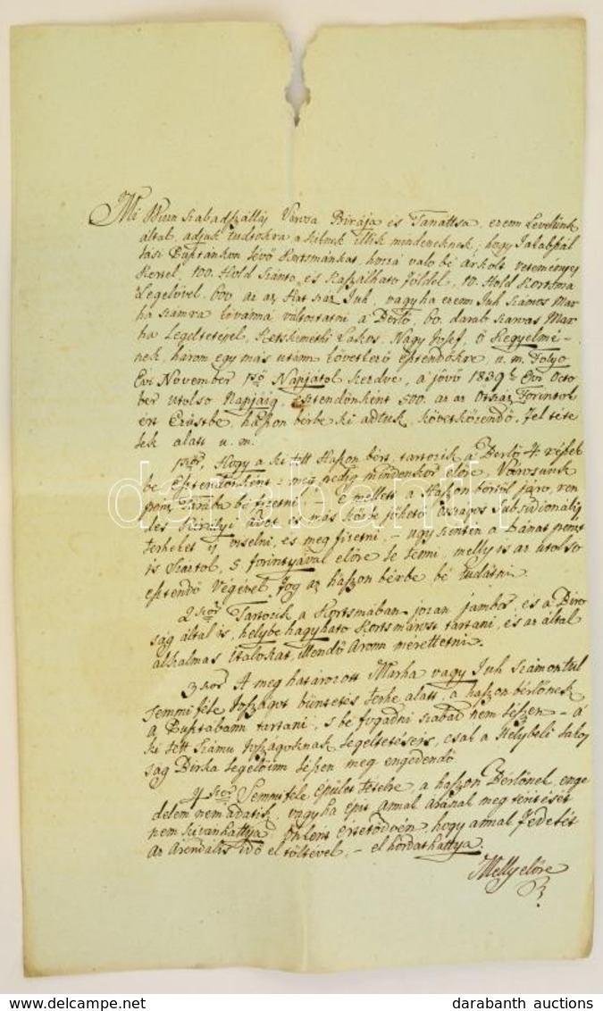 1836 Kiskunszabadszállás Város Szerződése Jakabszállási Kocsma Bérléséről . A Városi Elöljárók Aláírásával és A Város Cí - Non Classés