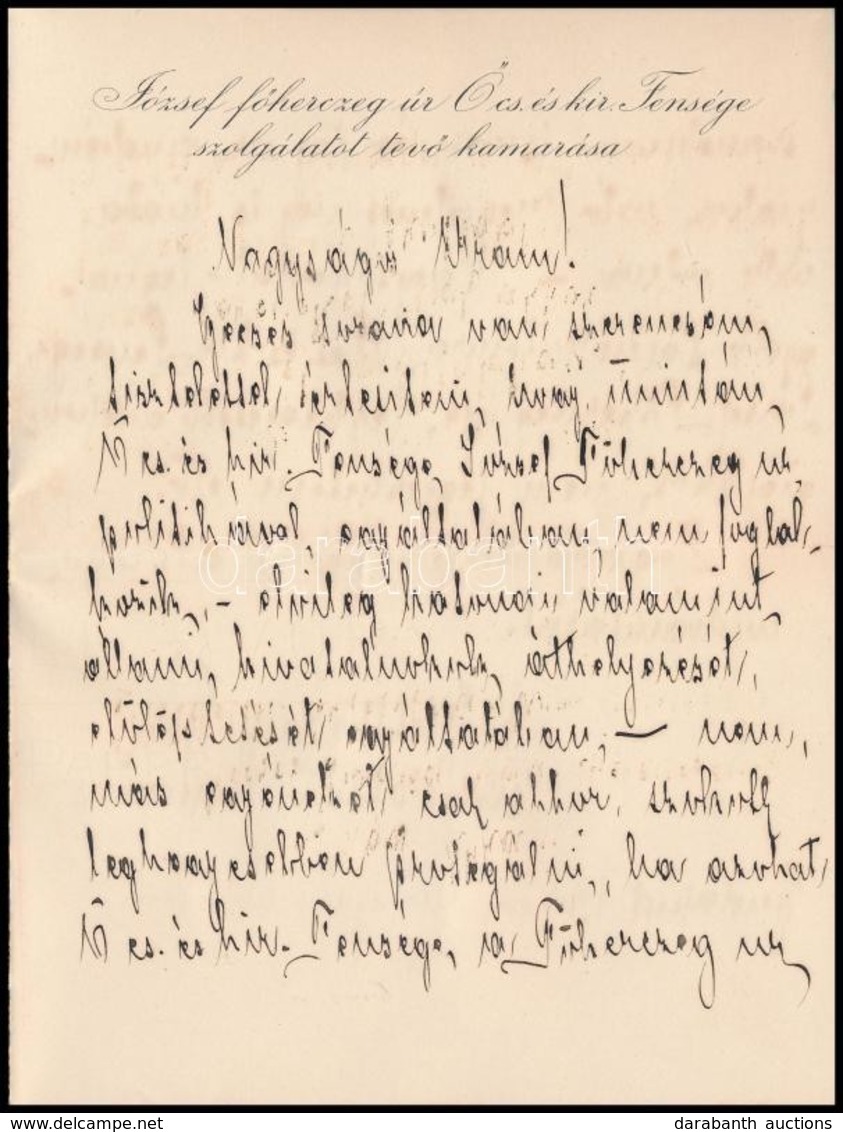 1907 Gr. Batthyány Béla, József Főherceg Kamarásának Hivatali Minőségben írt, Autográf Levele Borítékkal. - Non Classés