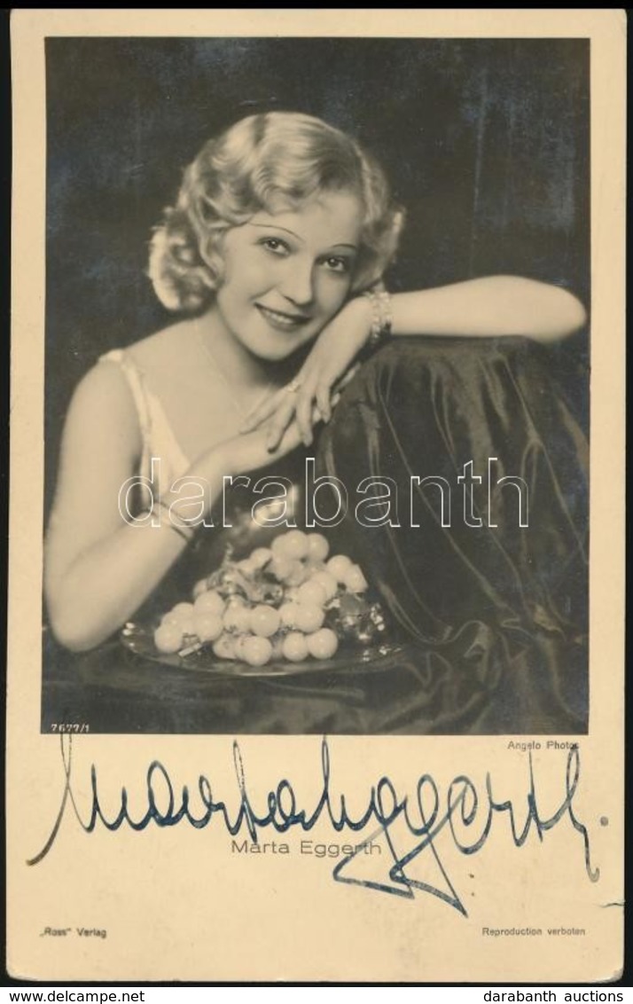 Marta Eggerth (1912-2013) Magyar Származású Színésznő, Jan Kiepura Férje Aláírt Képeslap / Autograph Signed Photo - Altri & Non Classificati