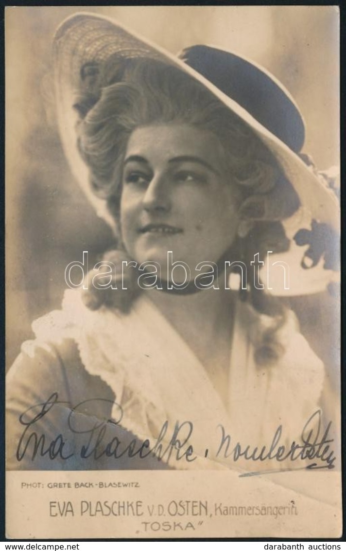 Eva Plaschke-von Der Osten (1881-1936) Színésznő Aláírt Fotója. Hajtásnyommal  / Autograph Signed Photo 9x13 Cm - Altri & Non Classificati