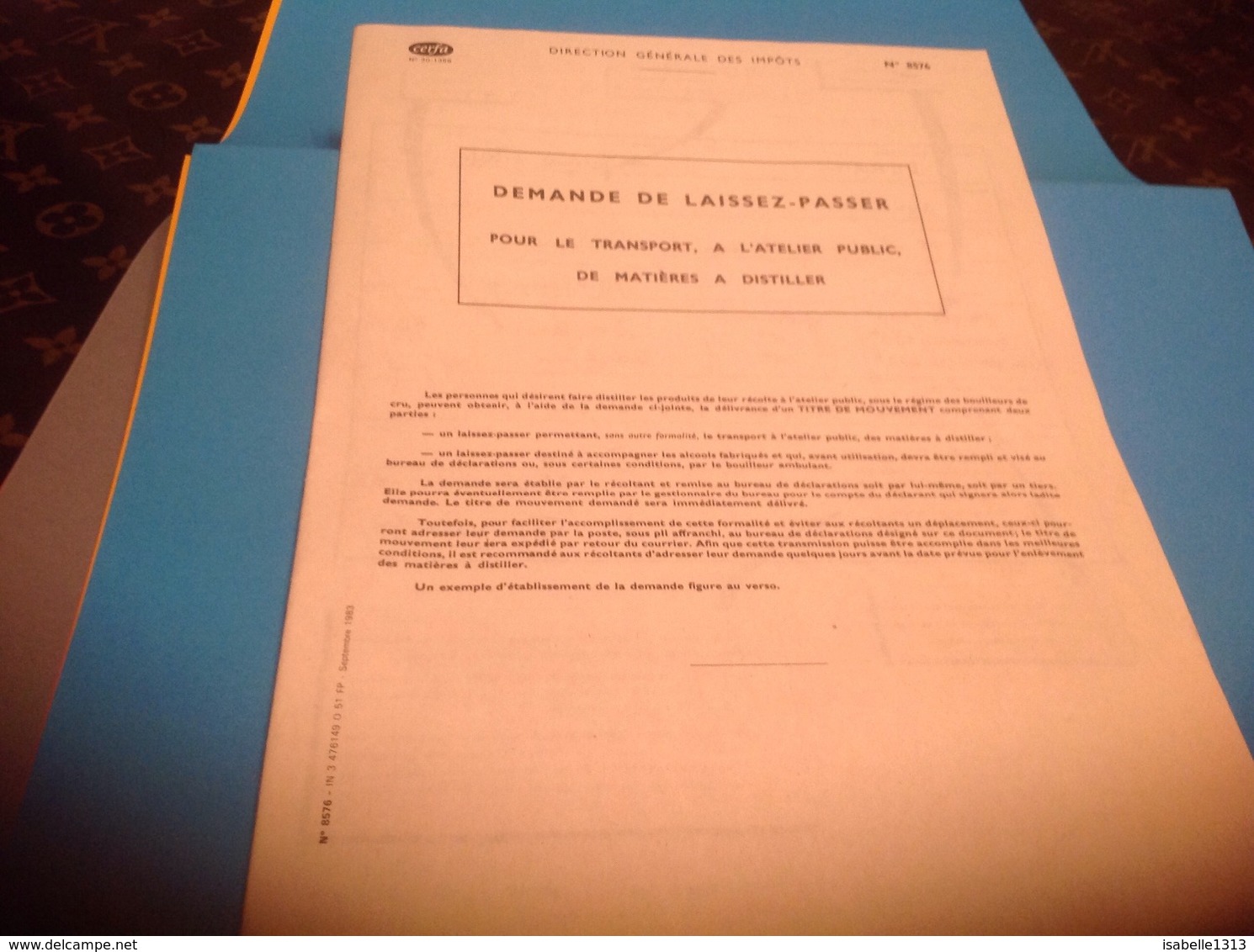 Document Descriptif Demande De Laissez-passer Pour Transport De Matières à Distiller à L Ateliers Public - Décrets & Lois