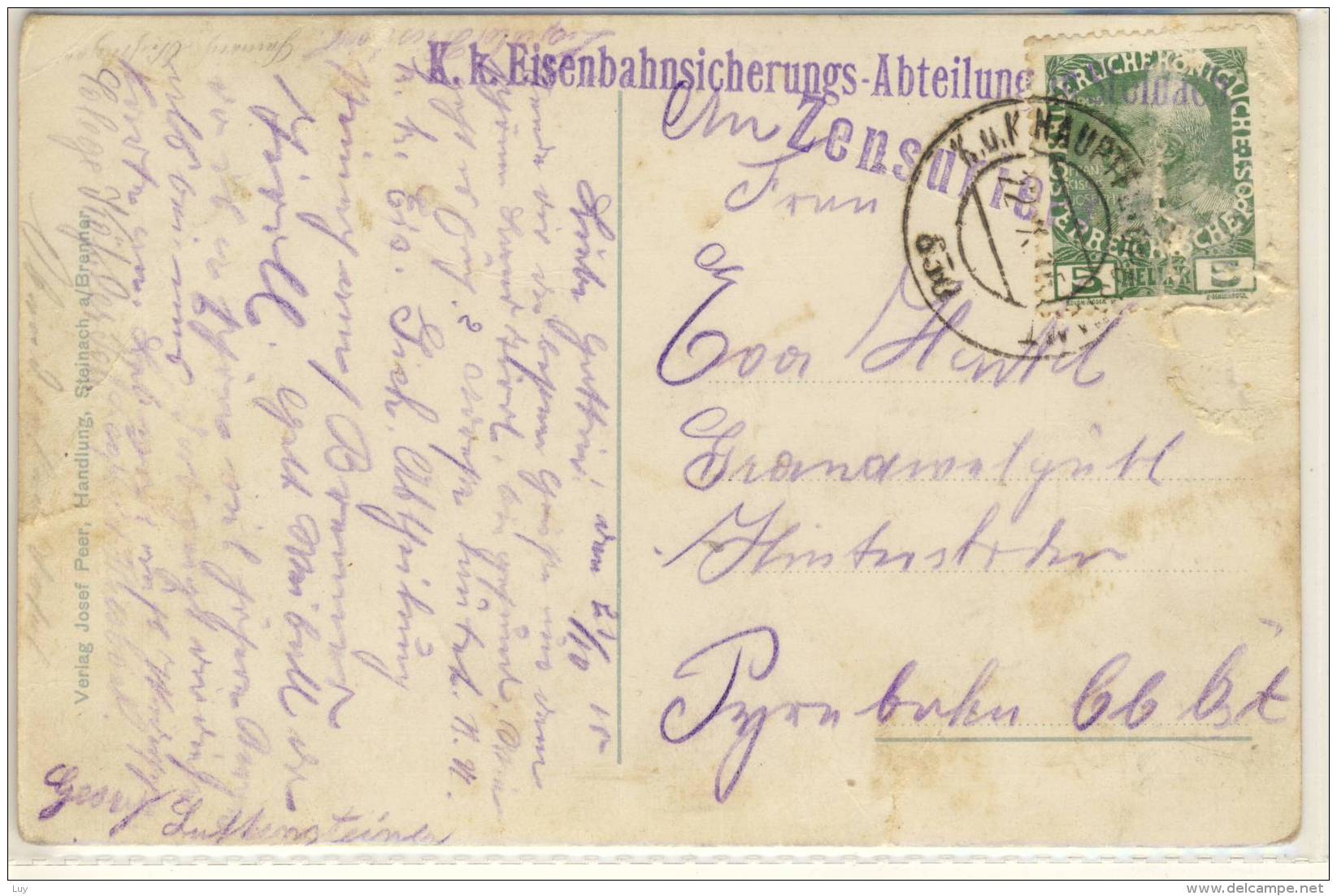 STEINACH &amp; DAS GSCHNITZTAL AUS DER VOGELSCHAU LITHO  1915 ZENSUR - Steinach Am Brenner