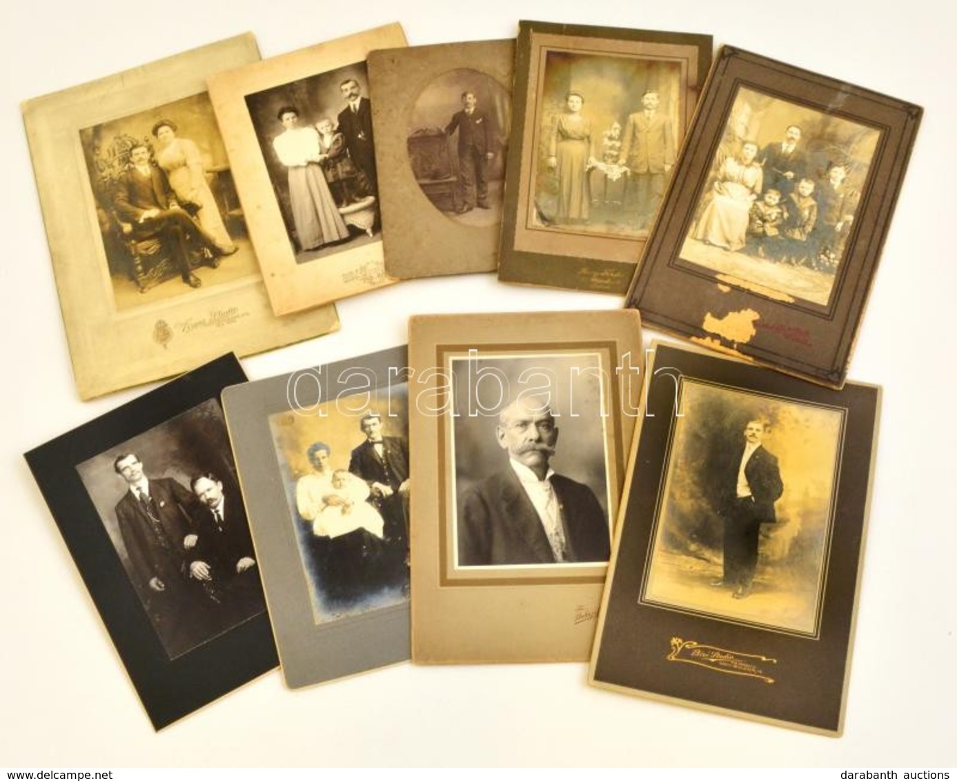 Cca 1910  Keményhátú Műtermi Portrék, 9 Db, Amerikai Műtermekből, 18x13 és 25x18 Cm - Autres & Non Classés