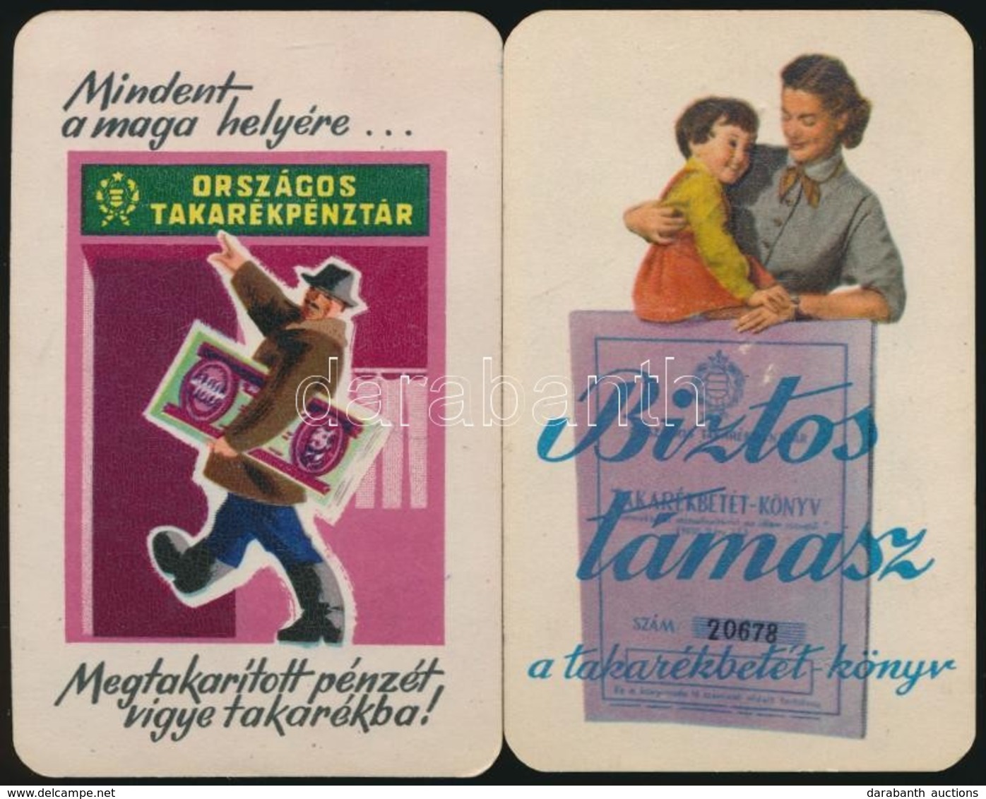 1959 2 Db Takarékoskodást Reklámozó Kártyanaptár - Publicités