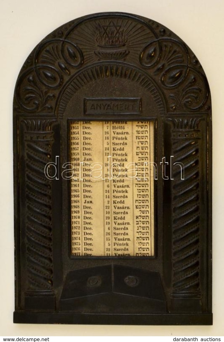 Cca 1940 Bakelit Halotti Emléknaptár Tartó / Judaica Memorial  15x23 Cm - Autres & Non Classés