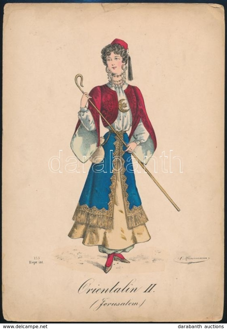 Cca 1900 C. Heinemann Jelzéssel: Jeruzsálemi Nő. Kőnyomat-papír / Oriental Woman From Jerusalem Lithography 20x28 Cm - Autres & Non Classés