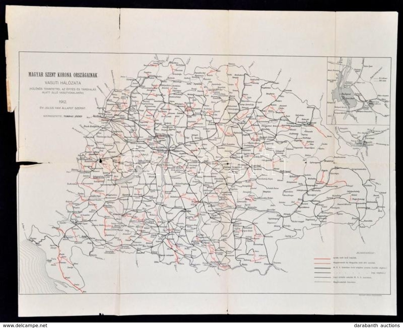 1912 Magyar Szent Korona Országainak Vasúti Hálózata. (Különös Tekintettel Az építés és Tárgyalás Alatt álló Vasútvonala - Autres & Non Classés