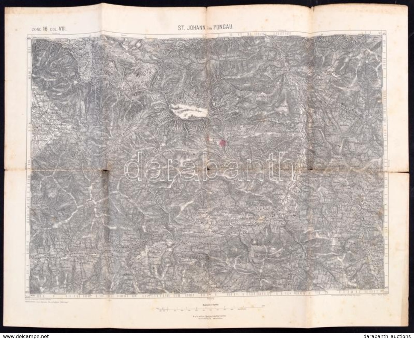 Cca 1890 St. Johann Im Pongau, 1:75000, K.u.k. Militär-geographisches Institut, Kis Szakadásokkal, 47,5×62 Cm - Autres & Non Classés