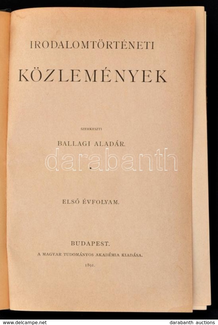 1891 Irodalomtörténeti Közlemények. Szerk.: Ballagi Aladár. I. évfolyam. Bp., 1891, MTA, IV+510 P. Átkötött Félvászon-kö - Non Classés