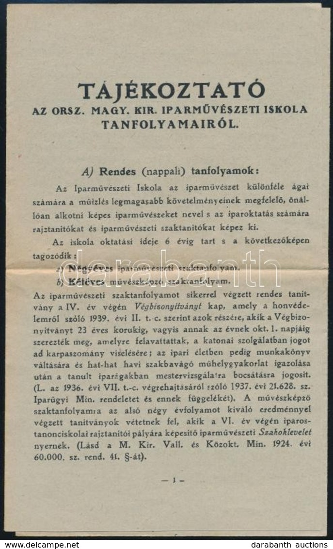 1924 Tájékoztató Füzet Levelezőlap Formában A Kir. Iparművészeti Iskola Tanfolyamairól - Non Classificati