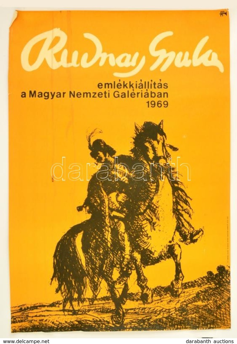 1969 Rudnay Gyula Emlékkiállítás A Magyar Nemzeti Galériában Plakát, Foltos, Sarkainál Apró Tűnyomok, 82x56,5 Cm - Altri & Non Classificati