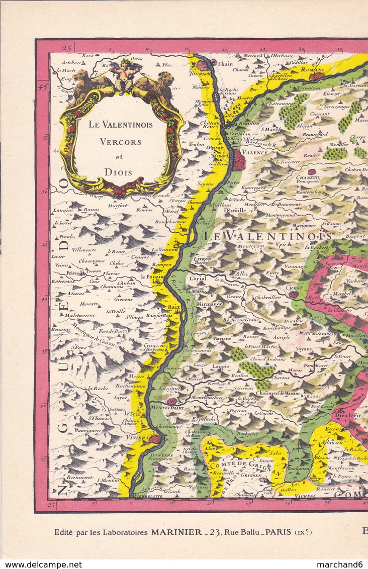 Laboratoires Mariner Vieux Pays De France N°43 Le Valentinois Vercors Et Diois Carte - Cartes Géographiques