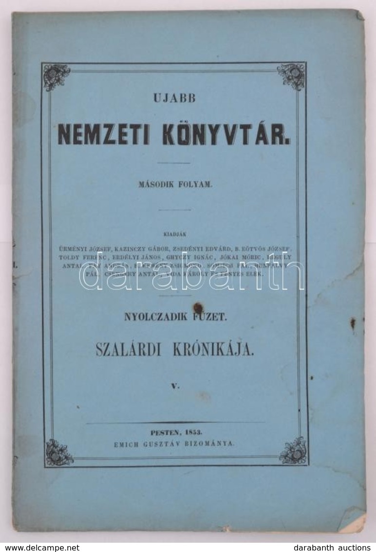 Ujabb Nemzeti Könyvtár. Második Folyam. Ötödik  Füzet. Szalárdi Krónikája II. Pesten, 1853, Emich Gusztáv. Eredeti Kiadó - Non Classés