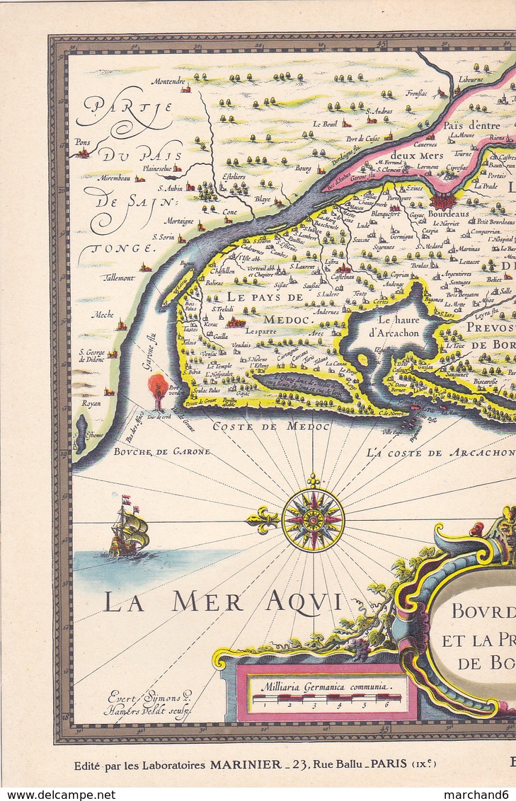 Laboratoires Mariner Vieux Pays De France N°44 Bourdelois Et Prevoste De Born Carte - Cartes Géographiques