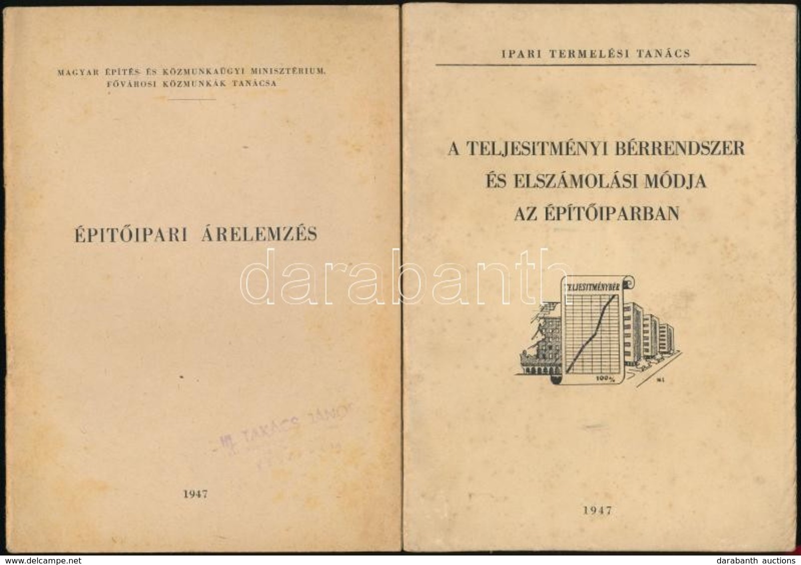 1947 Vegyes Könyvtétel, 3 Db:

Építőipari Árelemzés. Szerk.: Perényi Imre, Sebestyén Gyula. Bp.,1947, Magyar Építés- és  - Non Classés