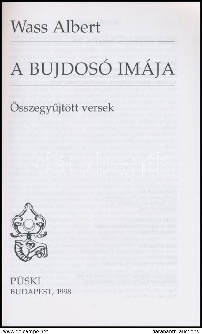 Wass Albert: A Bujdosó Imája. Összegyűjtött Versek. Bp., 1998, Püski. Kiadói Papírkötés. - Non Classés