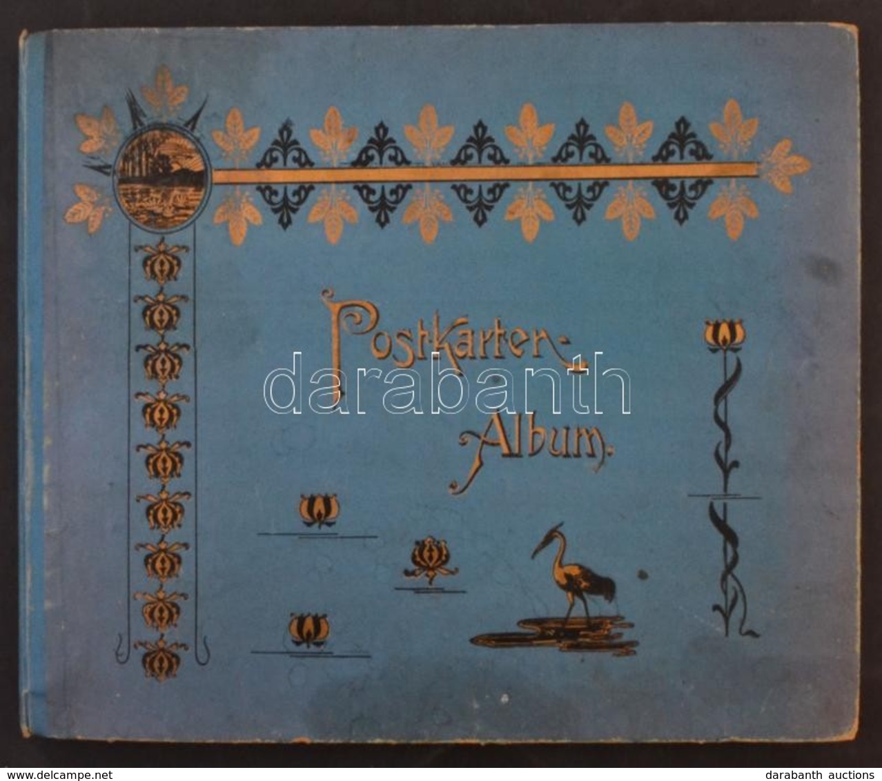 Postkarten-Album. Szecessziós Képeslap Album 160 Férőhellyel, Kisebb Szakadásokkal / Art Nouveau Postcard Album For 160  - Non Classés