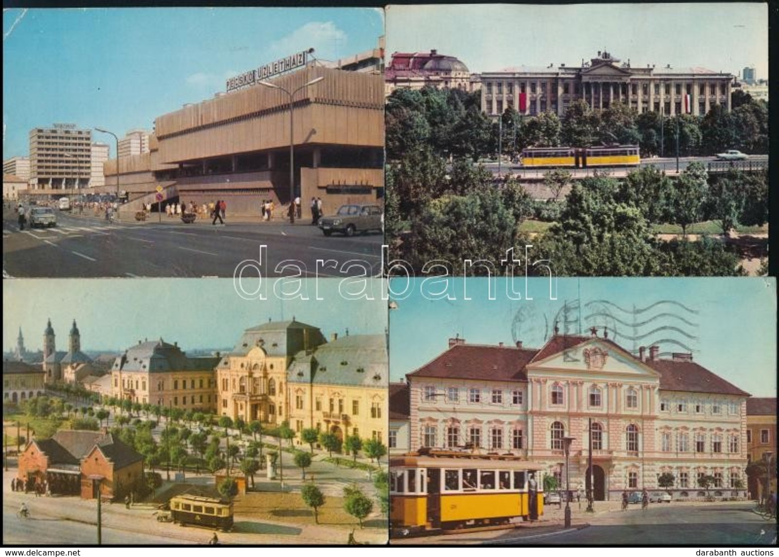 ** * 10 Db MODERN Magyar Városképes Lap Villamosokkal / 10 Modern Hungarian Town-view Postcards With Tram - Non Classés