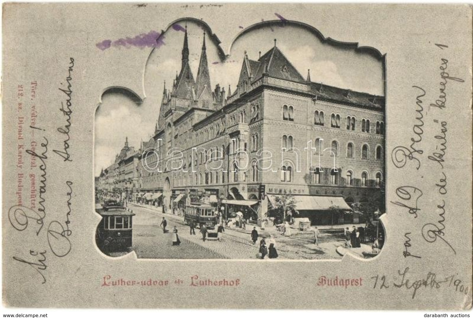 T2/T3 Budapest VIII. Rákóczi út, Luther Udvar, Villamos, Munkácsy Kávéház, üzletek. Divald Károly 212. Sz. (EK) - Non Classés