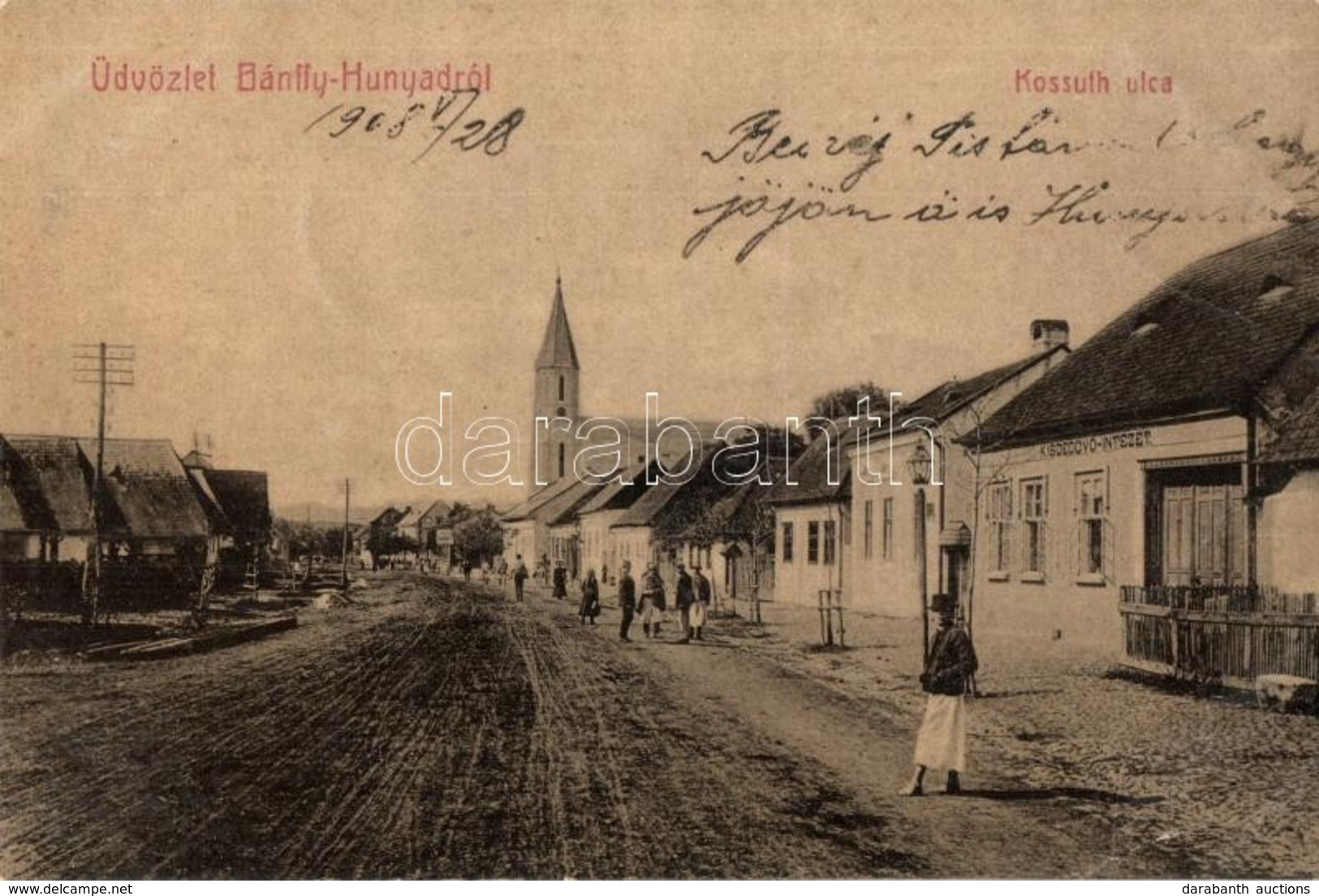 T2/T3 Bánffyhunyad, Huedin; Kossuth Utca, Kisdedóvó Intézet. Ábrahám Mórné Kiadása No. 361. / Street View, Kindergarten, - Non Classés