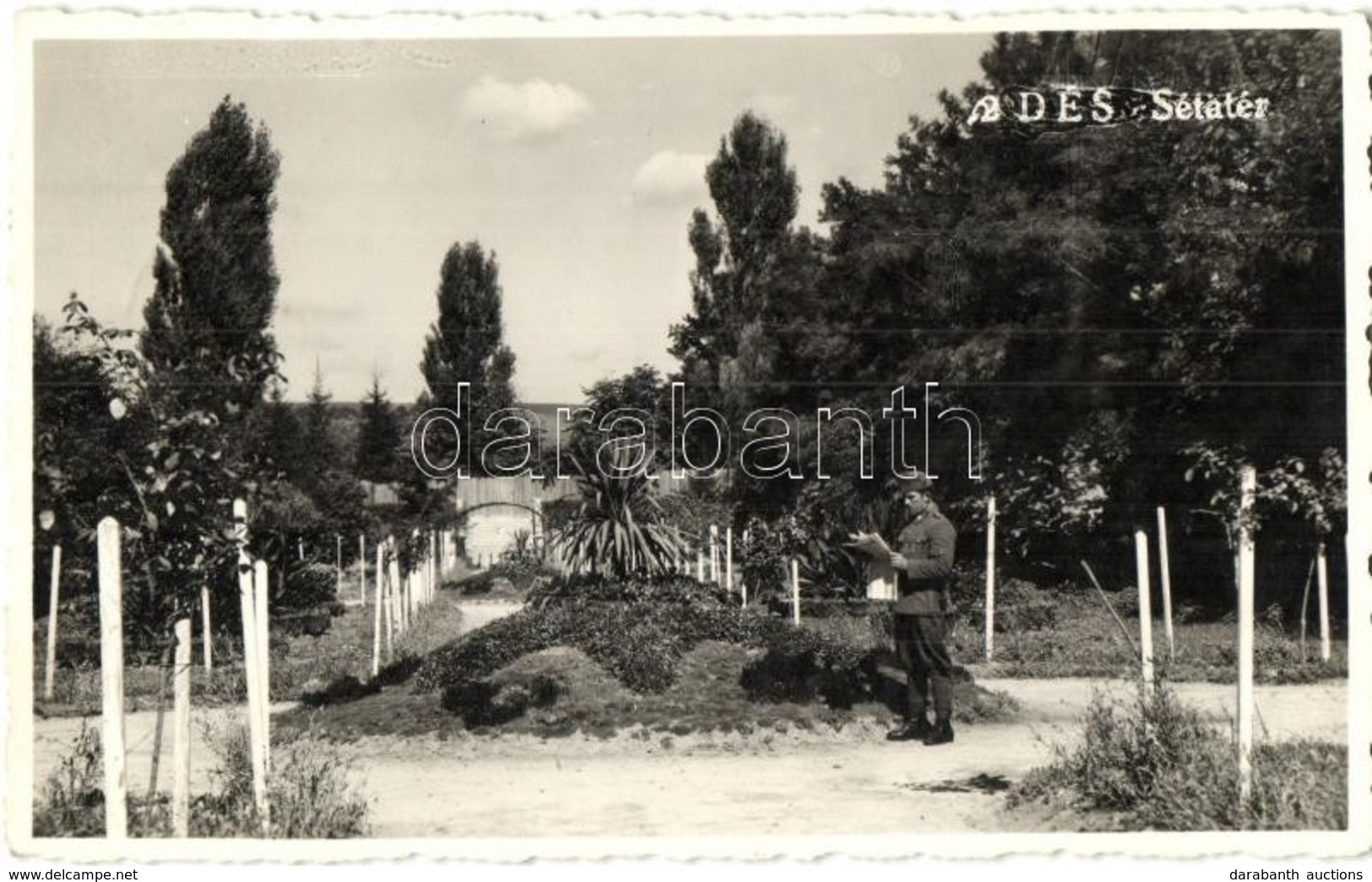 T2 Dés, Dej; Sétatér, Magyar Katona / Park, Hungarian Soldier - Unclassified