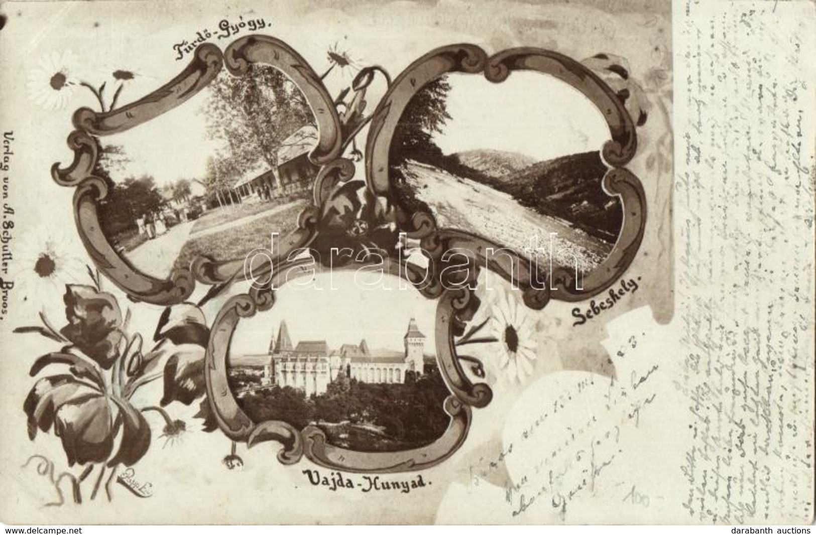 T2 1903 Vajdahunyad, Hunedoara; Vár, Sebeshely, Fürdő-Gyógy (Feredőgyógy) / Castle, Geoagiu-Bai, Sebesei. A. Schuller's  - Unclassified