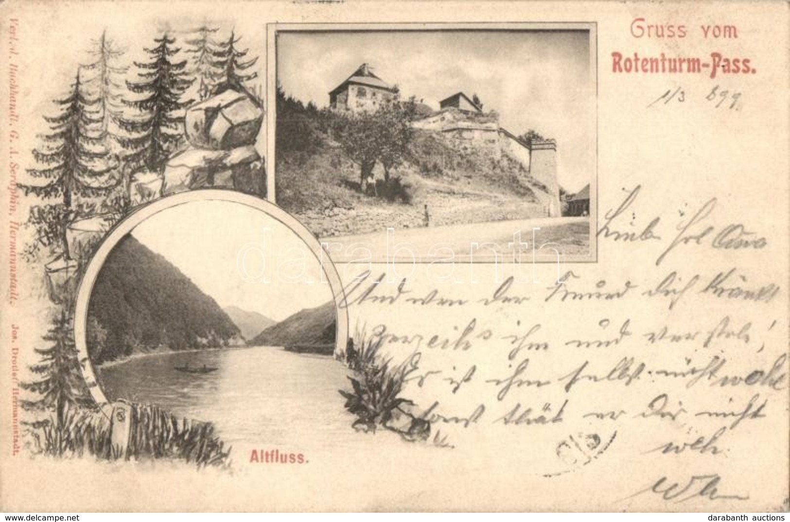 T2/T3 1899 Vöröstoronyi-szoros, Roter-Turm-Pass, Pasul Turnu Rosu; Olt Folyó, Vár / Altfluss / River, Castle. Art Nouvea - Unclassified