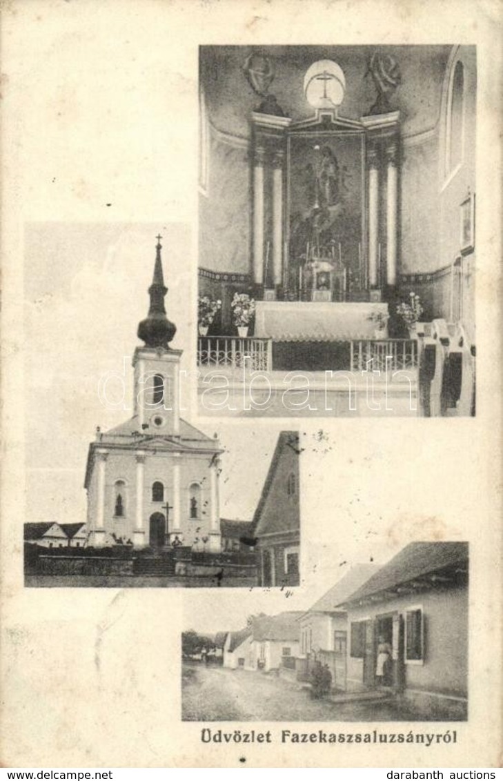 T2/T3 Fazekaszsaluzsány, Hrnciarske Zaluzany; Templom és Belseje, Utcakép üzlettel / Church, Interior, Street View With  - Non Classificati