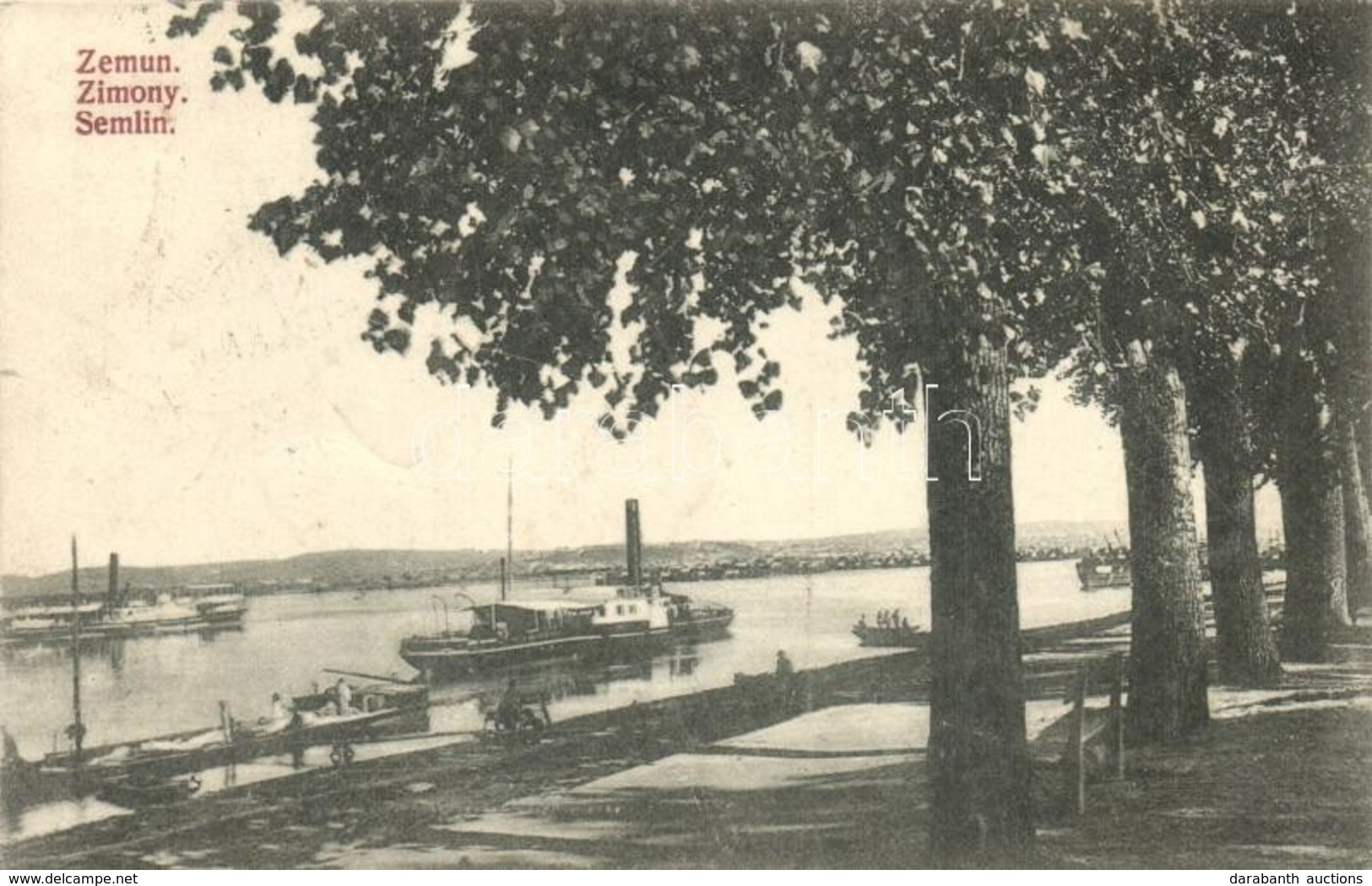 T2 Zimony, Zemun, Semlin; Dunapart, Gőzhajó / Danube Riverside, Steamship - Unclassified