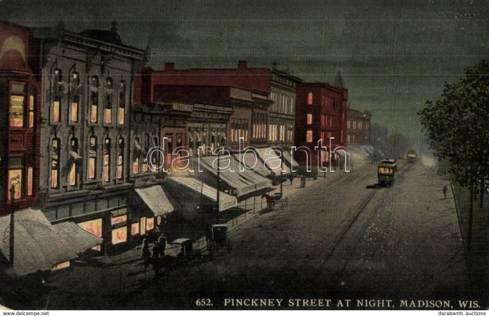 T2/T3 Madison (Wisconsin), Pinckney Street At Night, Shops, Trams - Non Classés