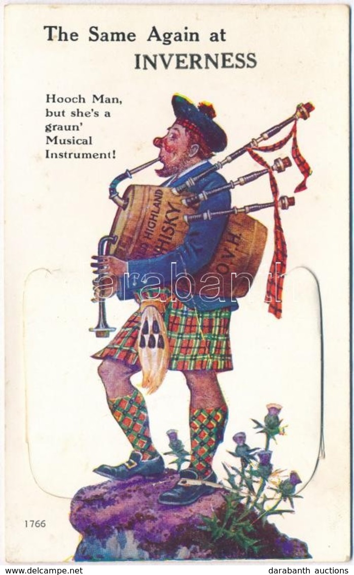 ** T2 Inverness, The Same Again At Inverness. Scottish Piper With Whiskey Barrel. Valentine's Mail Novelty Leporellocard - Non Classés