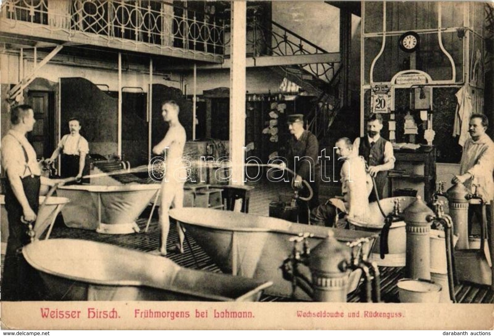* T2/T3 Dresden, Weisser Hirsch; Frühmorgens Bei Lahmann, Wechseldouche Und Rückenguss / Dr. Lahmann Sanatorium, Shower  - Non Classés
