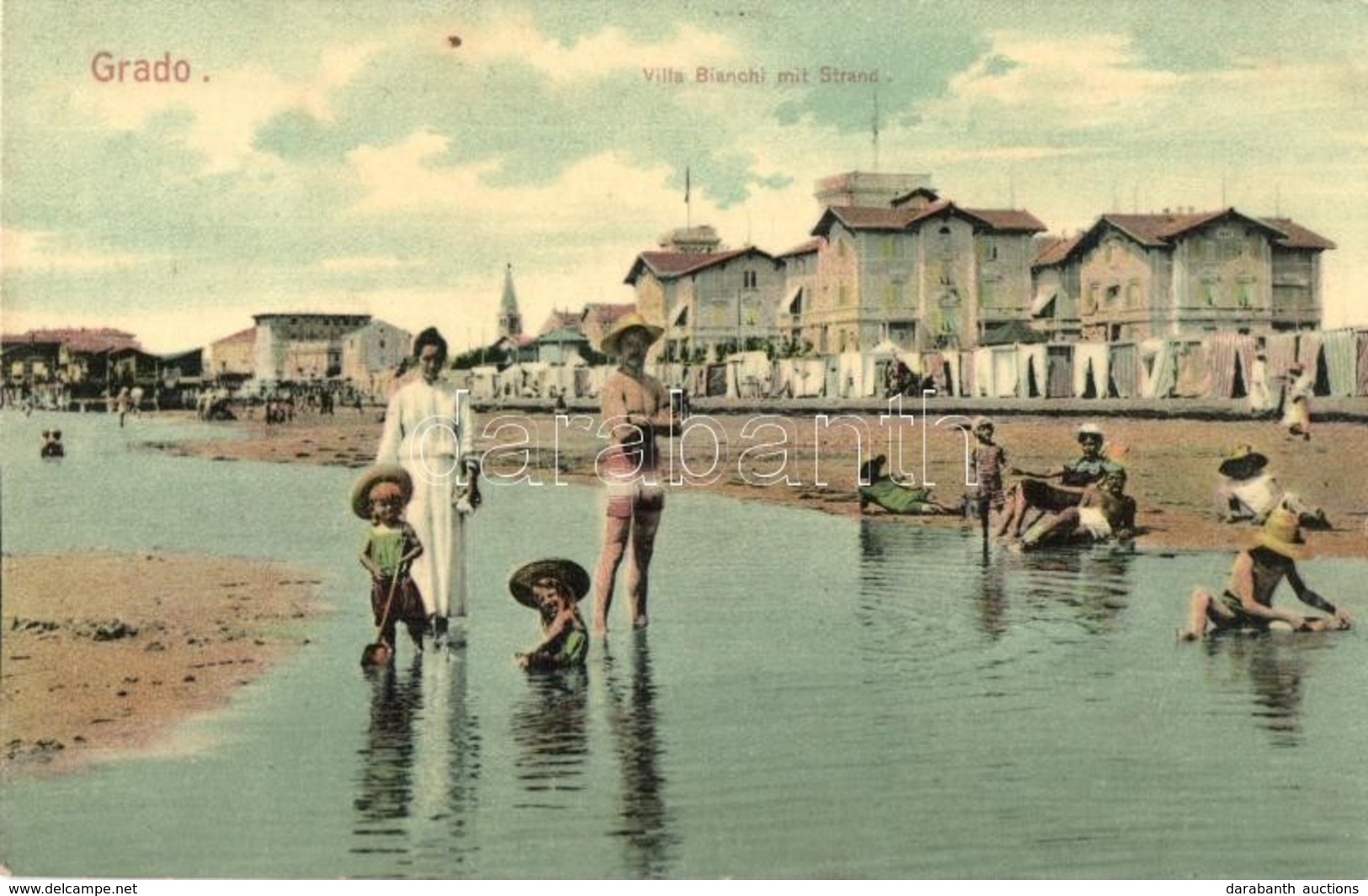 * T2/T3 Grado, Villa Bianchi Mit Strand / Bathing People On The Beach  (fl) - Non Classés