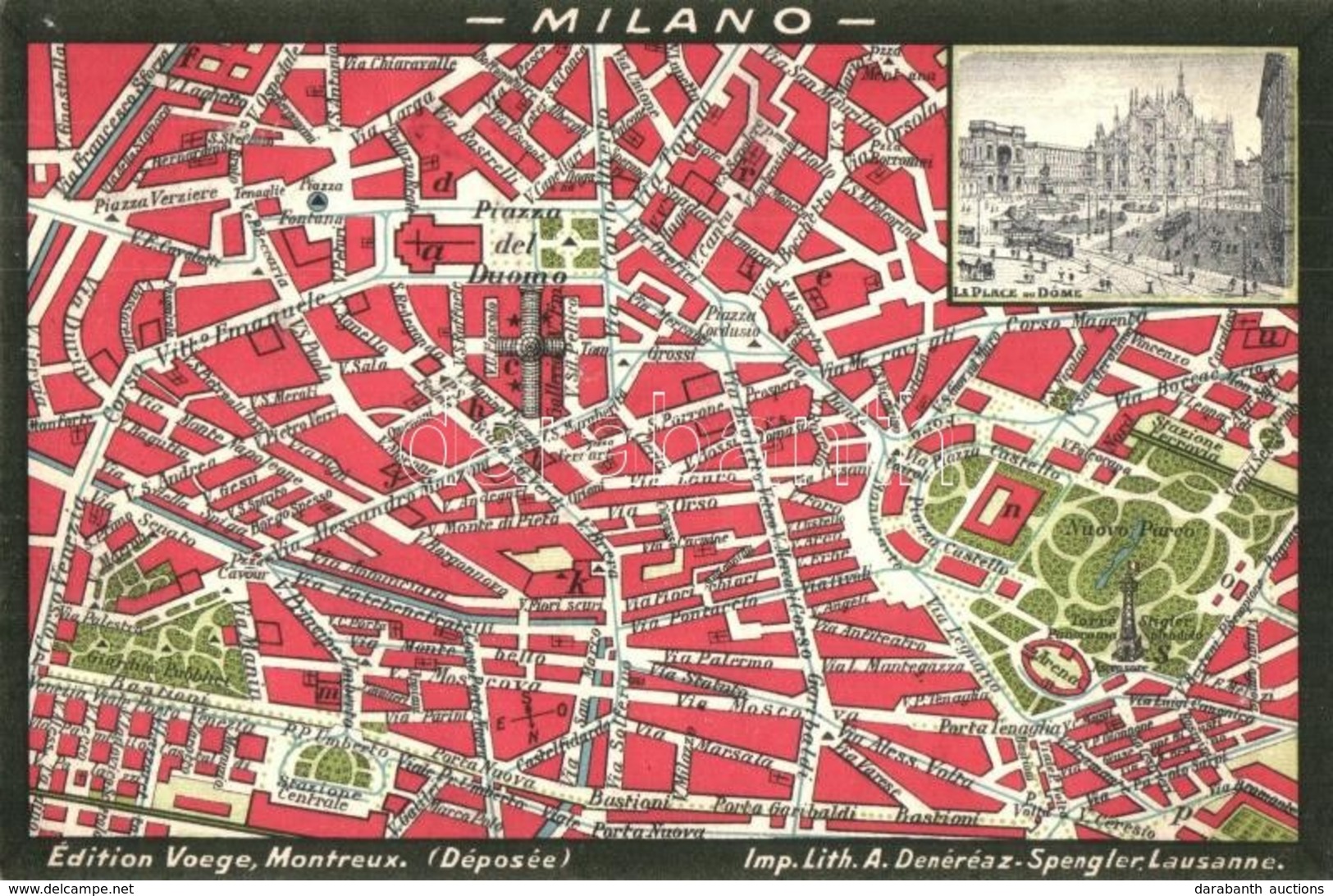 T2 Milano, Milan; Lith. A. Denereaz-Spengler. Edition Voege / Map - Non Classés