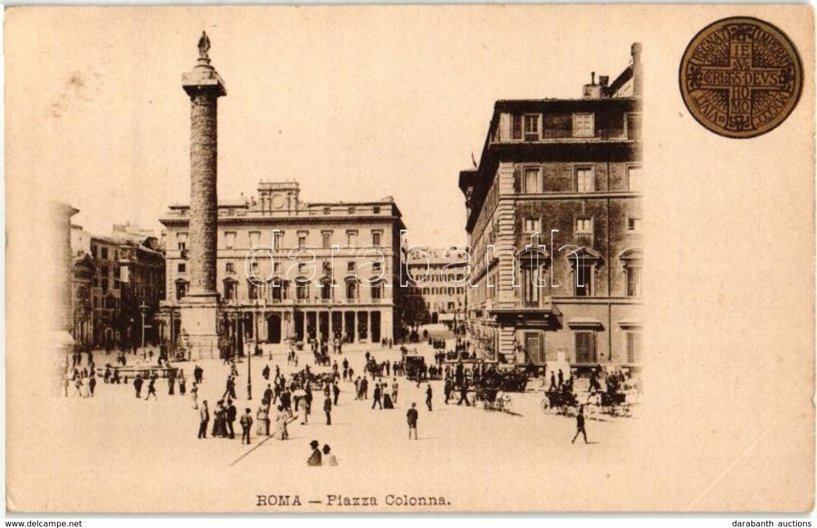 ** T2 1900 Rome, Roma; Piazza Colonna / Square. Comite International De L'Annee Sainte On The Background - Non Classés