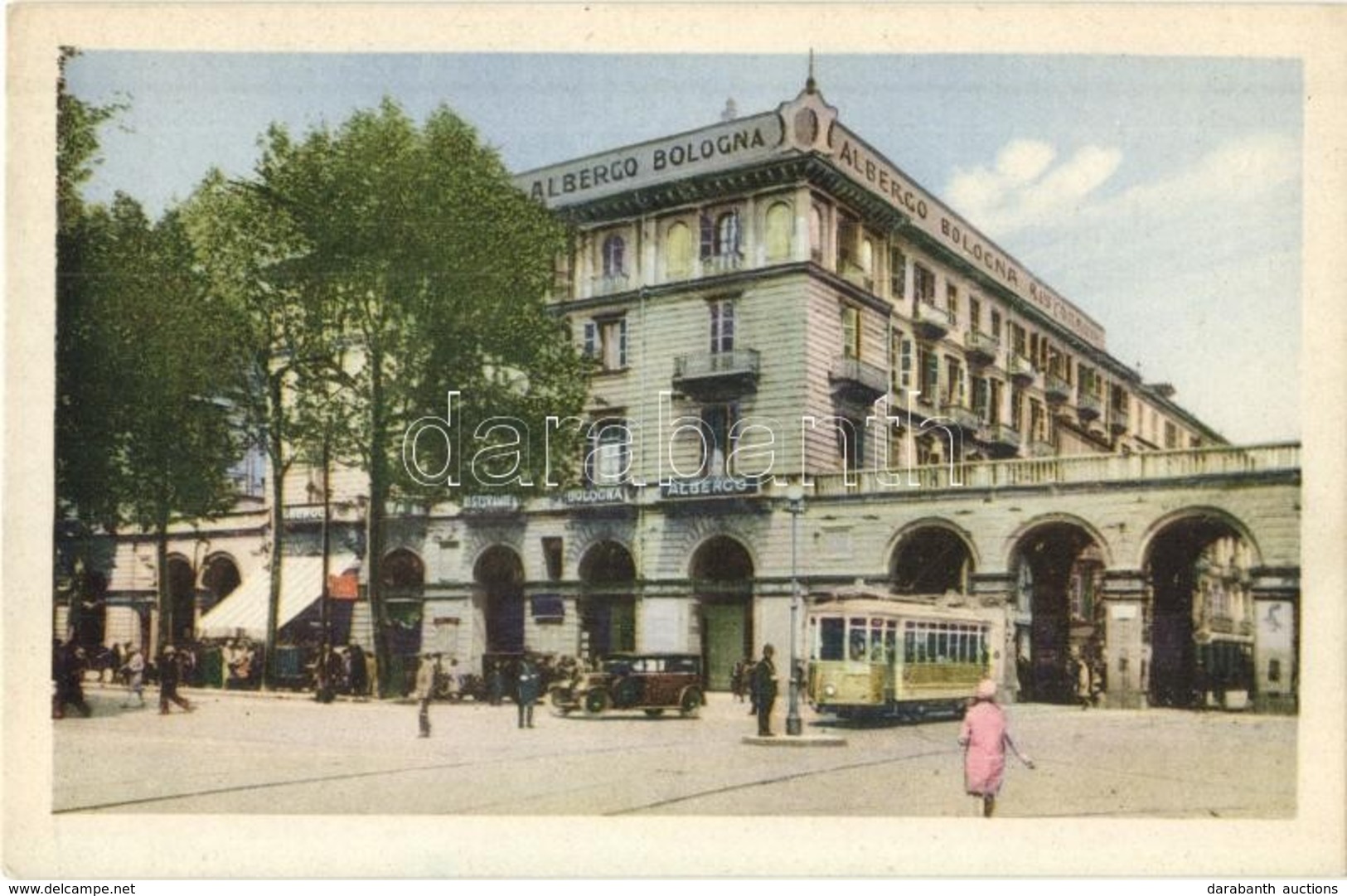 * T1/T2 Torino, Turin; Albergo Ristorante Bologna / Hotel And Restaurant, Tram, Automobile - Non Classés