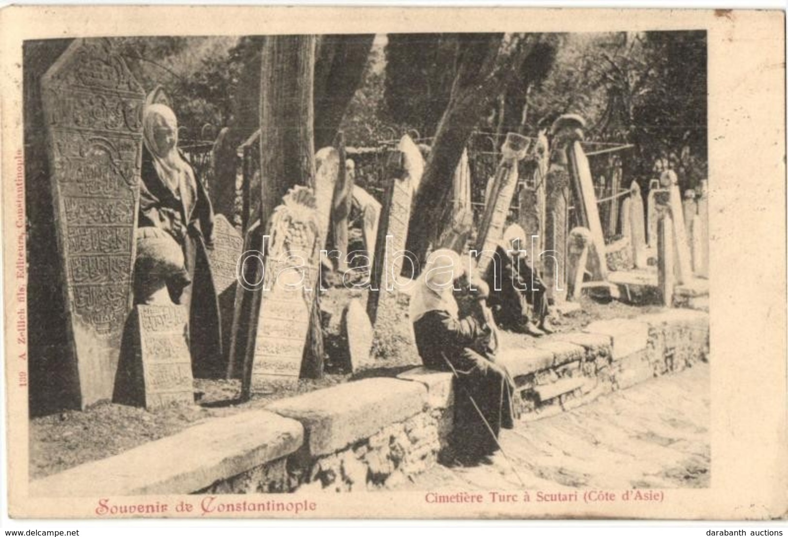 T2/T3 Constantinople, Istanbul; Cimetiere Turc A Scutari (Cote D'Asie) / Turkish Cemetery In Scutari (Asian Coast), Tomb - Non Classés