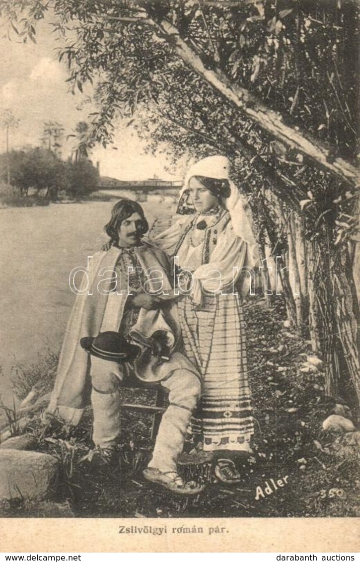 T2 Zsil-völgyi (Zsilvölgyi) Román Pár. Adler Fényirda 1909. / Romanian Folklore, Couple From Jiului - Non Classés