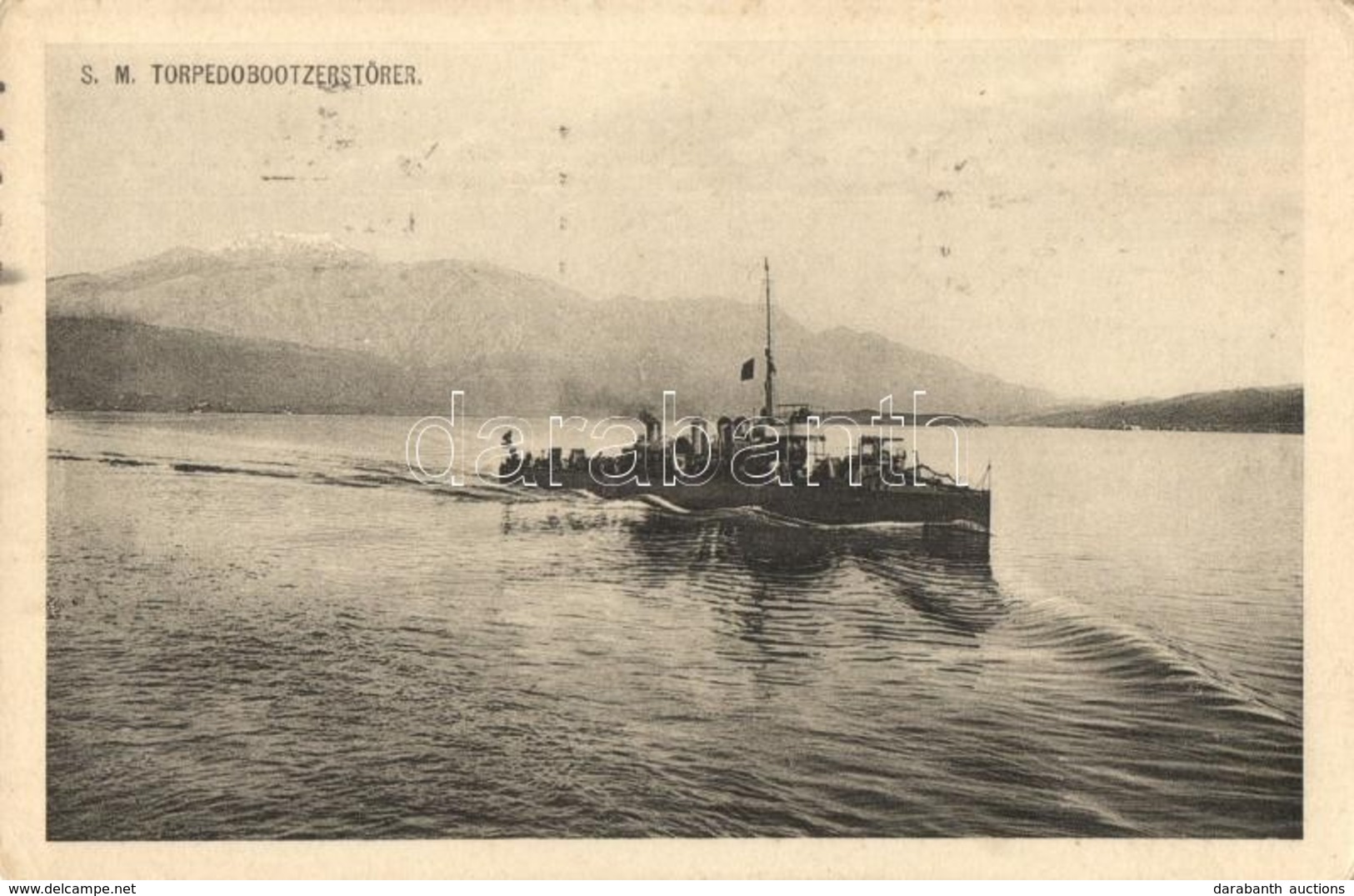 T2/T3 SMS Torpedobootzerstörer / K.u.K. Kriegsmarine Torpedo Boat Destroyer. Phot. A. Beer, Pola 1913. Litho Flag On The - Non Classés
