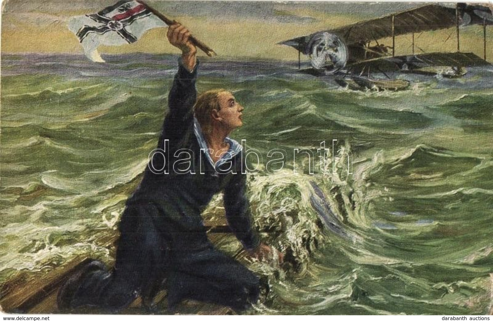 T2/T3 Gerettet! / K.u.K. Kriegsmarine Seaplane With Mariner. W.S.S.B. Meistergalerie No. 4842. 'K.u.K. Seeflugstation Po - Non Classés