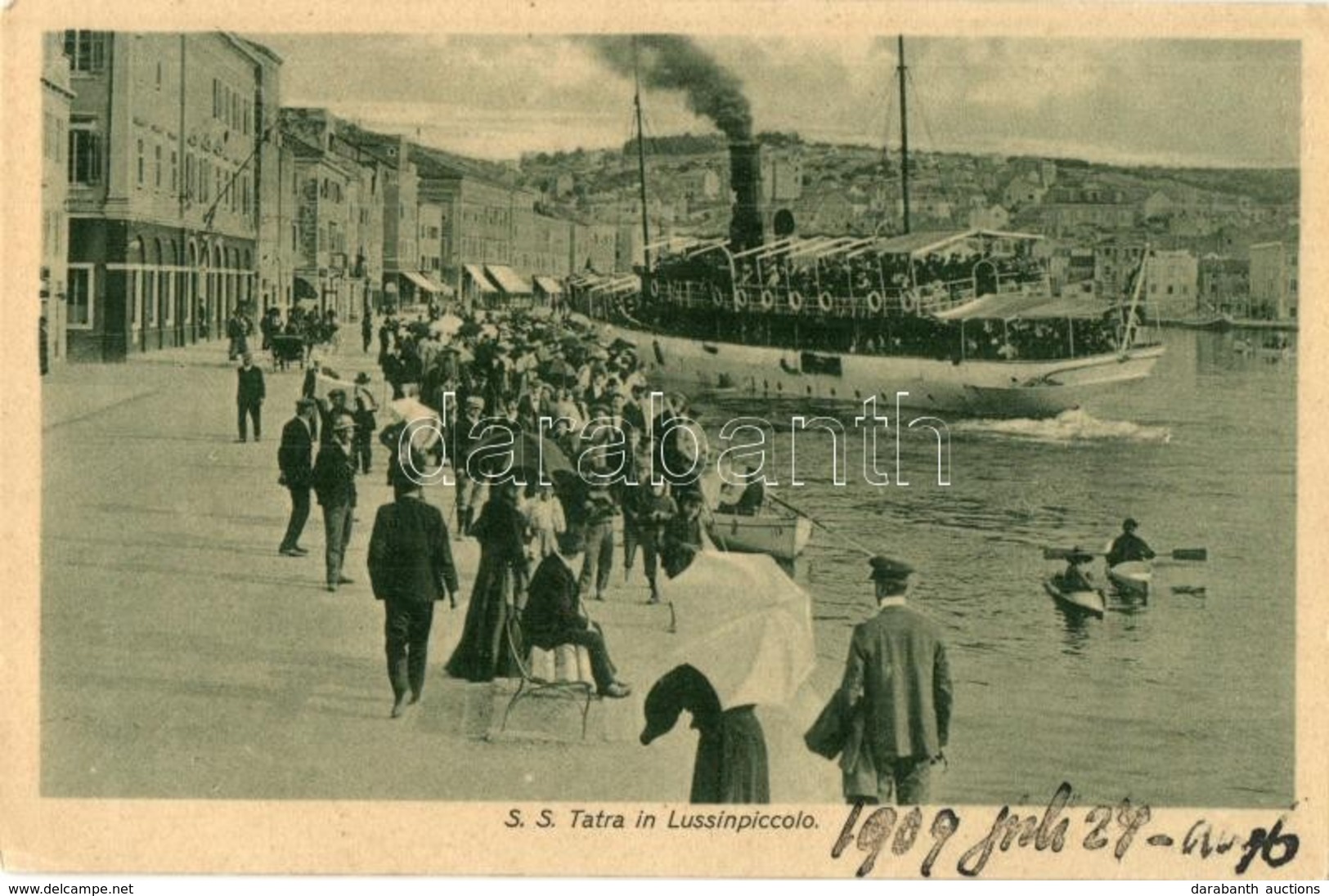 * T2 Tátra Egycsavaros Tengeri Személyszállító Gőzhajó Lussinpiccolo Kikötőjében / Hungarian Sea Passenger Steamship In  - Non Classés